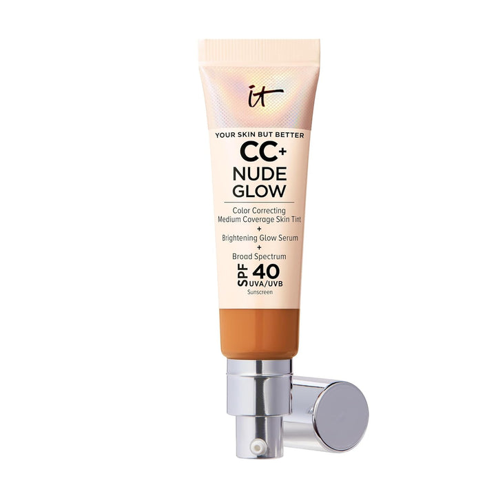 CC+ Nude Glow - Medium Coverage Foundation with SPF 40 & Brightening Glow Serum, Lightweight Skin Tint, 2% Niacinamide + Hyaluronic Acid, up to 24H Hydration, Normal/Dry Skin - 1.08 Fl Oz