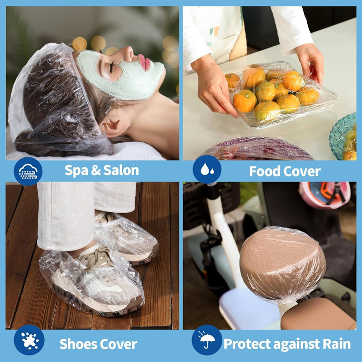 100PCS Disposable Shower Caps, Shower Caps for Women Disposable, Clear Plastic Shower Cap, Plastic Hair Caps for Hair Treatment, Regular Size 17.3 INCH