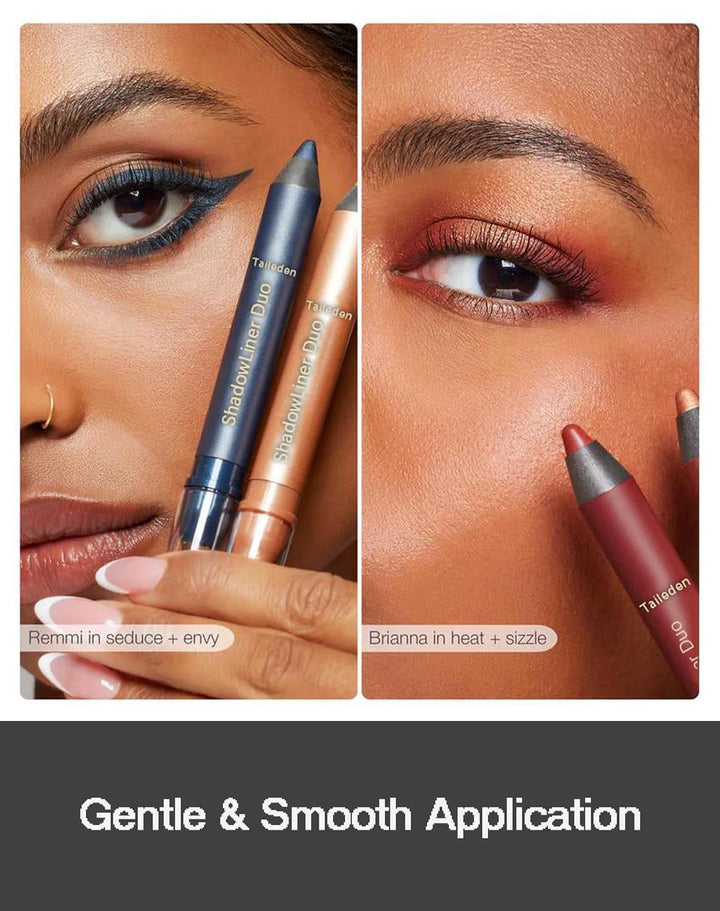 Mitlume Perfect Color Duo-Shadow Liner 2-In-1 Eyeliner & Eyeshadow - Taileden Shadow Liner Duo Plum Eyeshadow Stick - 2-Piece Smolder Stick Set to Make Your Light Eyes Pop (Smokeshow + Gaze)