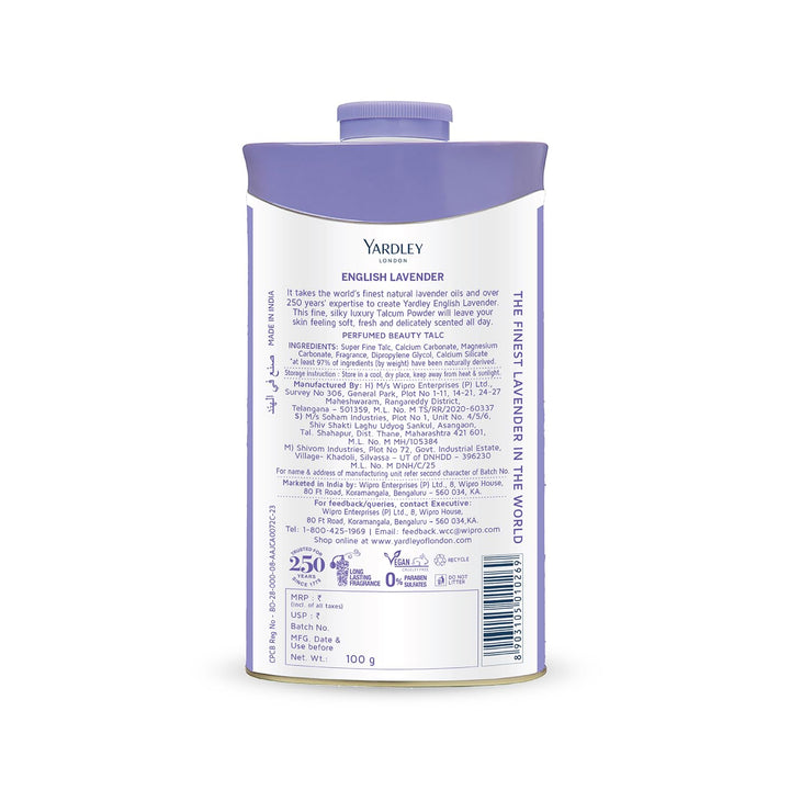 London English Lavender Perfumed Deodorizing Talc Talcum Powder 100Gm, 3.5 Ounce
