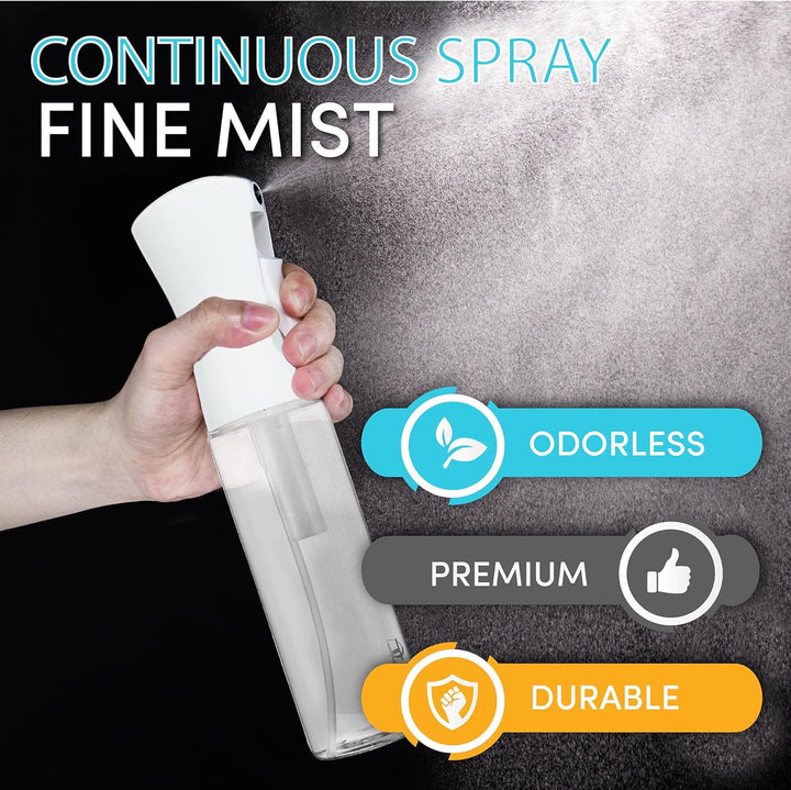Spray Bottle for Hair (10.1Oz/300Ml) - Powered by Flairosol® Spray Technology - Continuous Ultra Fine Mist Sprayer – for Hairstyling, Cleaning, Salons, Plants, Essential Oil & More - White