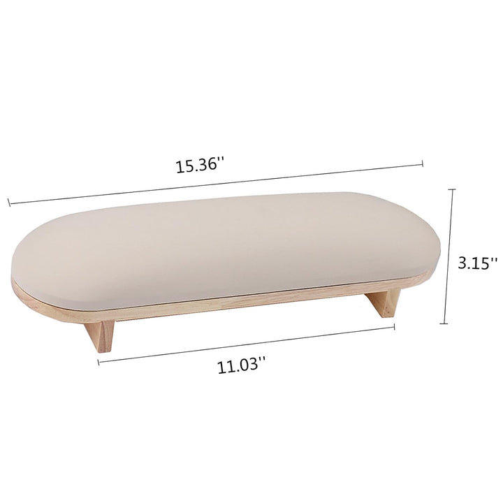 1PC Sponge Manicure Hand Rest Pillow Wooden Nail Stand Hand Holder Nail Table Manicure Armrest Cushion (Cream Yellow)