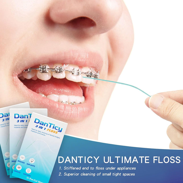 Super Floss Dental Floss for Braces, Pre-Cut Strands (2 Pack (140 Pcs))