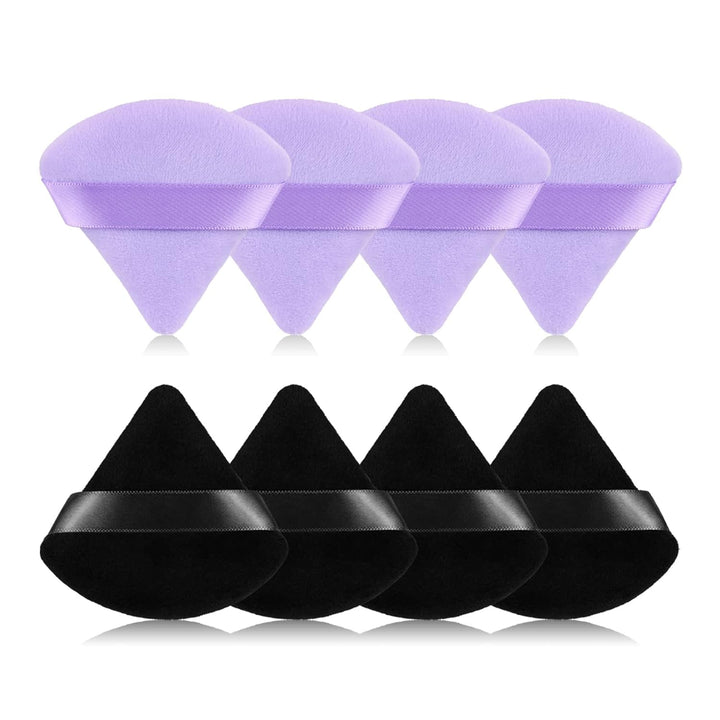 8Pcs of Triangular Powder Puff Makeup Sponges, Made of Super-Soft Velvet, Designed for Contouring, Eye, and Corner, Beauty Blender Foundation Mixing Container.(Black)
