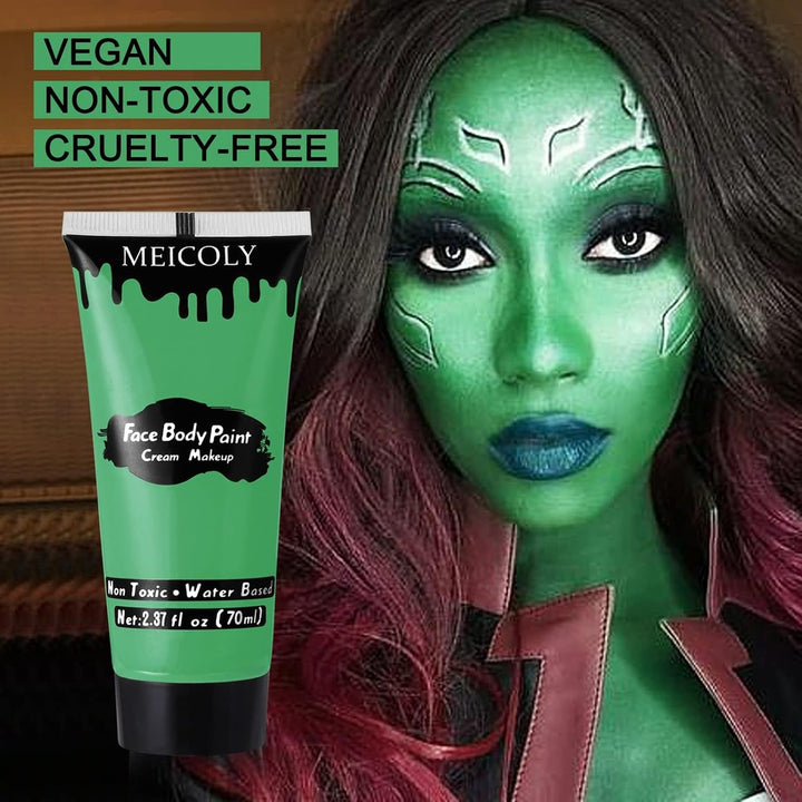 Green Face Body Paint,Halloween SFX Witch Makeup Elphaba Costume Face Paint,Camouflage Gamora Hunting Hulk Body Paint for Adults and Kids,St. Patrick’S Day Face Paint Makeup Accessories