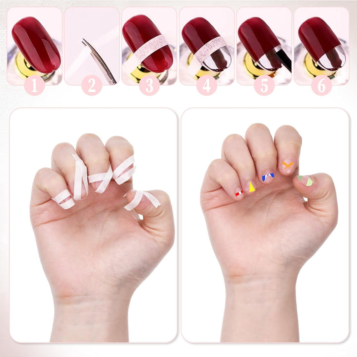6 PCS Nail Tape for Nail Art, 0.5Cm X 10Cm White Paper Tape for Press on Nails, French Tip Tape, DIY Decoration Design