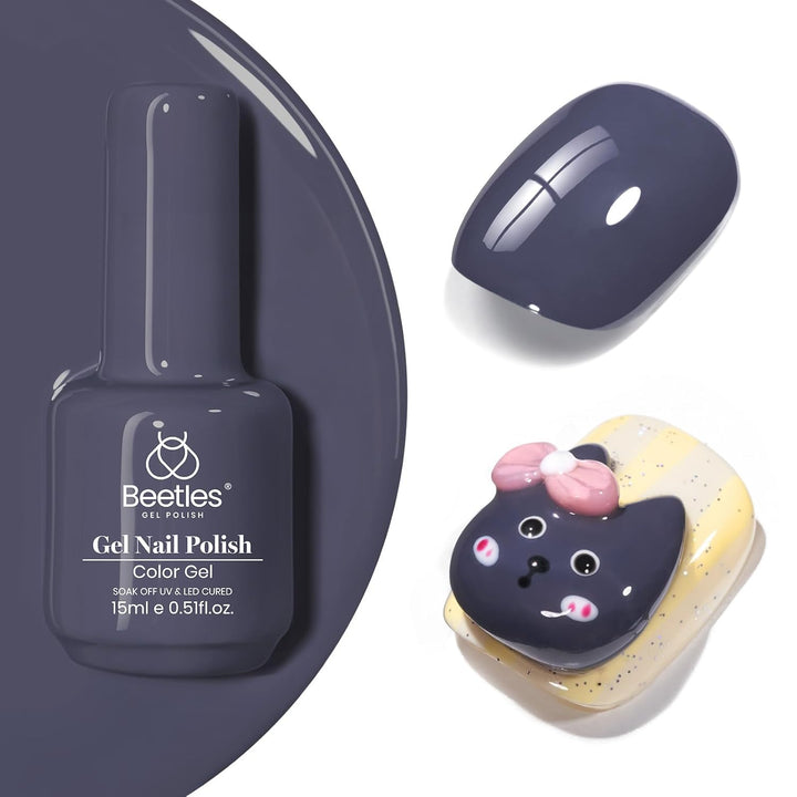 Beetles White Gel Nail Polish Black Gel Polish Kit 2 Pcs 15Ml Black and White Polish French Nails Soak off Led Nails Art Manicure Salon Diy at Home