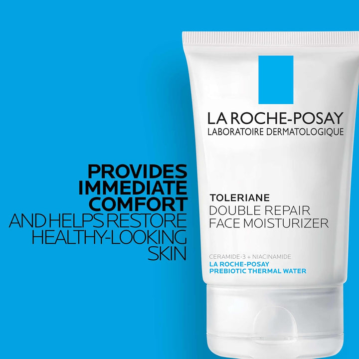 Toleriane Double Repair Face Moisturizer, Daily Moisturizer Face Cream with Ceramide & Niacinamide for All Skin Types, Immediate Comfort & Long Lasting Hydration, Fragrance Free