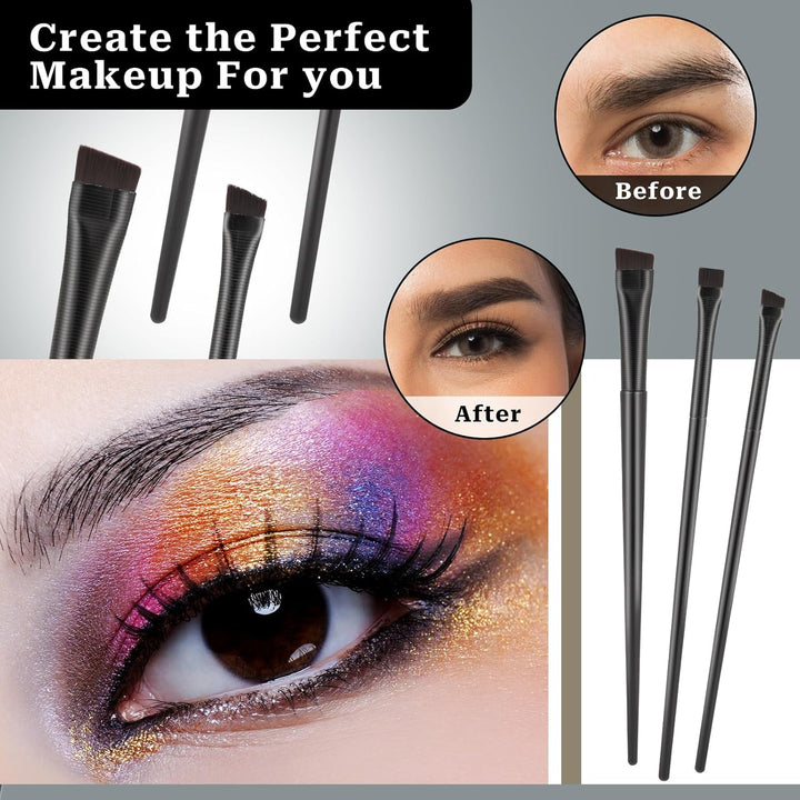 12 Pack Angled Eyeliner Brush Set Eyebrow Brushes, Flat Eyebrow Tint Brush, Ultra Thin Makeup Brush, Fine Slanted Eyebrow Brush Applicator, Eye Makeup Brush Applicator