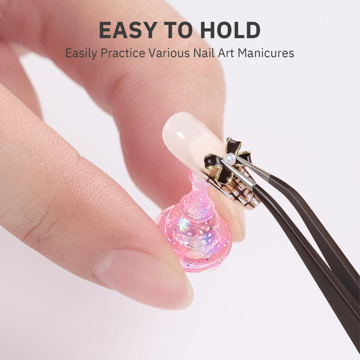 2 Set Nail Holder for Display Painting Nails - Aurora Acrylic Magnetic Practice Nail Stand Set - Fake Nail Holder for Press on Nails with Reusable Adhesive Putty (Aurora Pink)