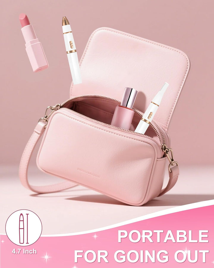 2 in 1 Facial Hair Trimmer for Women, Painless Eyebrow Trimmer for Women, Rechargeable Facial Remover for Eyebrow,Ear,Peach Fuzz,Dual Edge Blades for Easy Cleansing,White