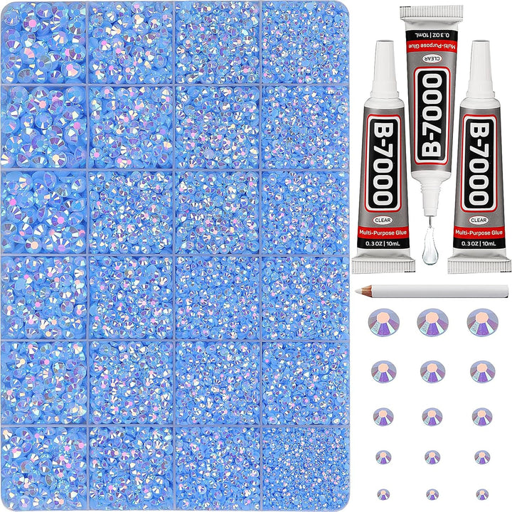 30000Pcs Resin Jelly Rhinestones for Crafting Bedazzling, Multicolor 3Mm Flatback Gems for Crafts Clothing Clothes Tumblers Shoes Nails, Flat Back Mixed Color Bulk Bedazzler Kit Jewels with B7000 Glue