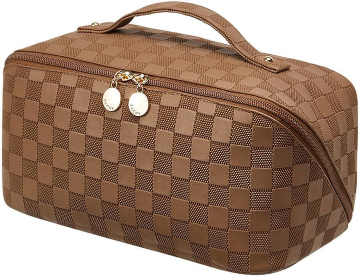 Travel Makeup Bag,Large Capacity Cosmetic Bags for Women,Waterproof Portable Pouch Open Flat Toiletry Bag Pattern Makeup Bag