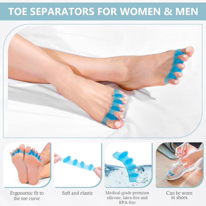 2PCS Toe Separators for Women and Men, Gel Toe Spacers for Pedicure and Foot Alignment, Comfortable Foot Care for Bunions and Overlapping Toes