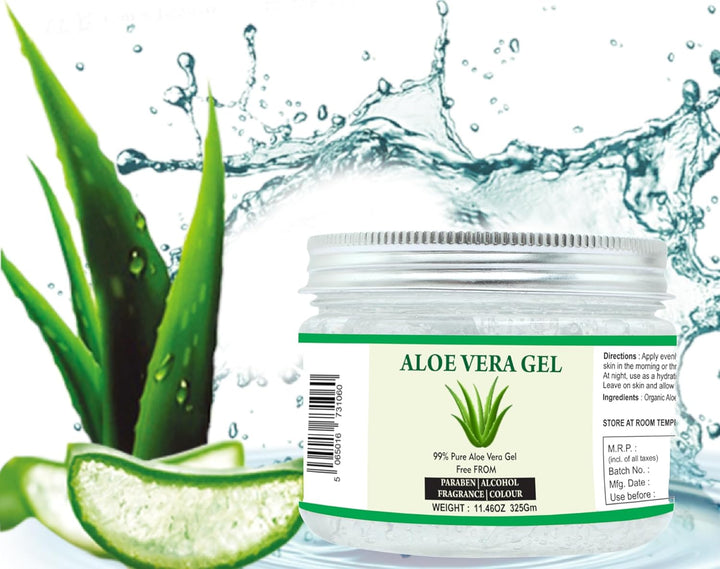 Aloe Vera Gel | 100% Pure Natural Aloe Gel | for Moisturizing Face Skin & Hair Care,Durable Moisturizing Hydrating Soothing | Non-Sticky (11.46 Oz)