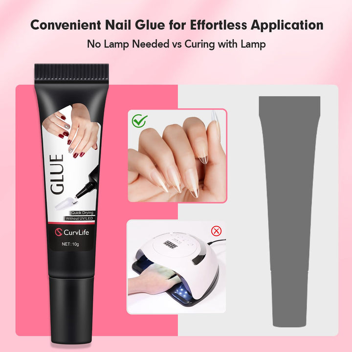Newly Upgraded Quick Drying 10G Semi Solid Nail Glue with 10Ml Remover for Press on Nails Tips No Need for UV Lamp Long Lasting Fake Acrylic Nails Kit Glue Gel