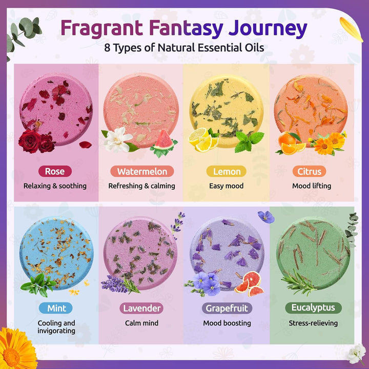 Shower Steamers Aromatherapy - 8 Pack Shower Bombs with Essential Oils, Birthday Gifts for Women Self Care Relaxation Home SPA Stress Relief, Gifts for Girlfriend Teacher Womens Christmas Gift