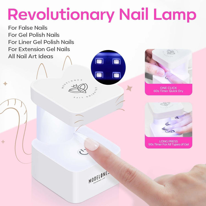 Gel Nail Kit, Fake Nails Long Coffin, 9-In-One Glue Prep Dehydrator & Portable Mini U V Light Acrylic Clipper, 500Pcs Coffin Tips for Extension Kit DIY Salon Home Gifts for Women