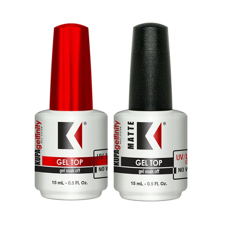 Gelfinity - Soak off Gel - Base & Glossy Top & Matte Top Coat (No-Wipe) 0.5 Fl Oz (Clear (Base + Gloss), 0.5 Fl Oz (Pack of 2))