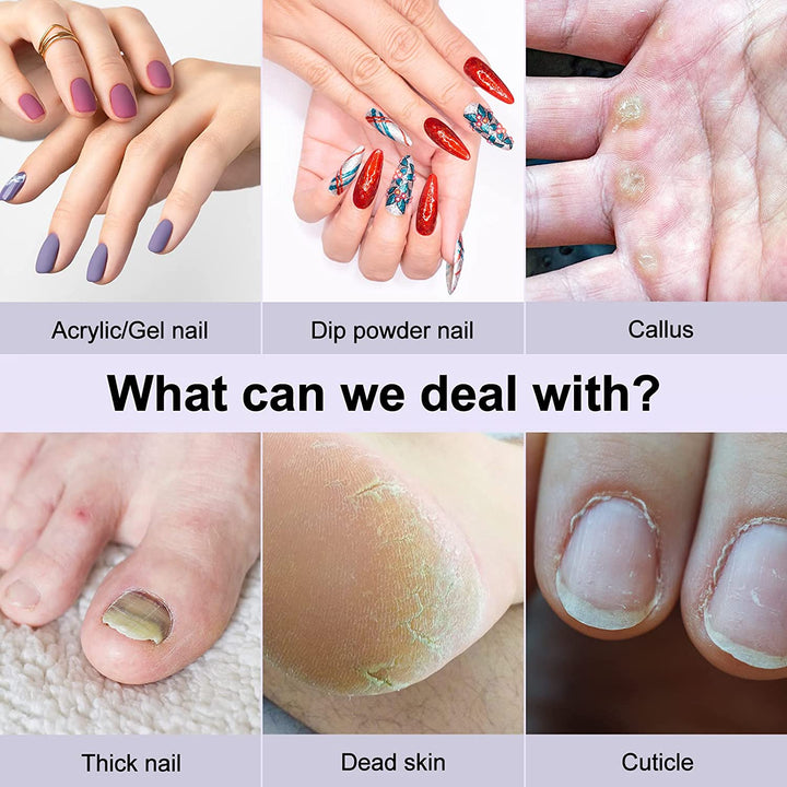 Cordless Nail Drill Electric File: Professional for Acrylic Gel Dip Powder Nails Portable Nail Drill Machine Kit for Manicure Pedicure Nail Set with Everything Rechargeable Lightweight