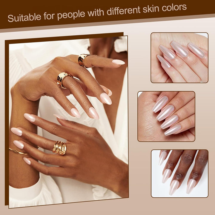 2 Jars Chrome Nail Powder White and Gold Pearl,Iridescent Aurora Powder Metallic Mirror Effect Pigment Pearlescent Mermaid Pearl Glitter Dust Kit (White and Gold)