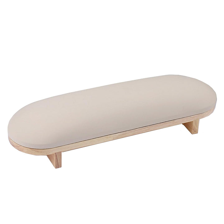 1PC Sponge Manicure Hand Rest Pillow Wooden Nail Stand Hand Holder Nail Table Manicure Armrest Cushion (Cream Yellow)