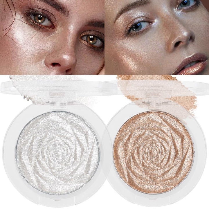 Pearl White Silver Face Highlighter Makeup, White Shimmer Glitter Diamond Sparkly Highlighters Makeup Eyeshadow Palette Powder for Face Body Cheek Skin, Inner Corner Eye Highlighter Make up 01