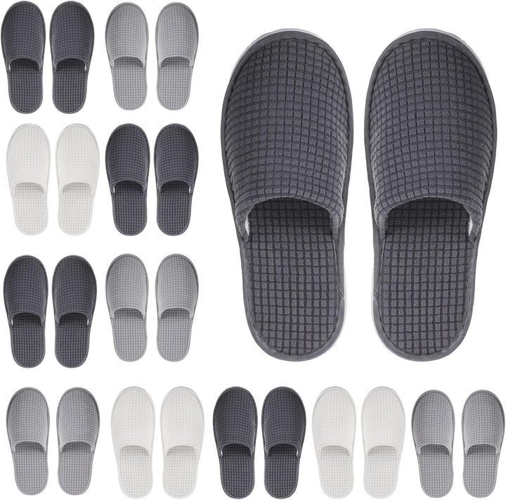 12 Pair House Slipper for Guest Non Slip Disposable Slipper for Travel Washable Reusable Closed Toe Hotel Bridesmaid Indoor Spa Wedding Party Shoeless Home