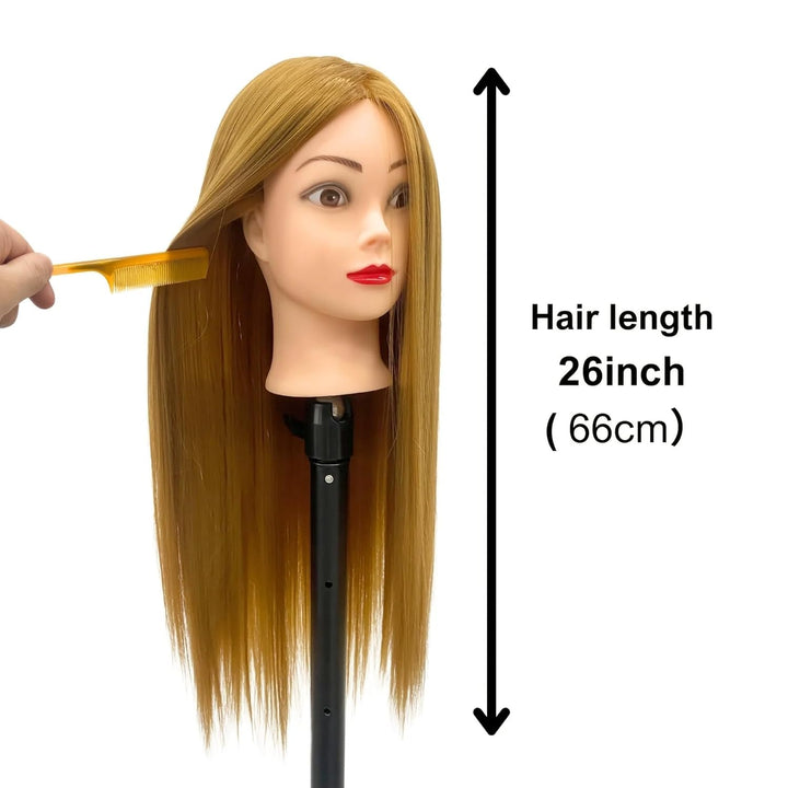 26"-28" Light Auburn Hair Mannequin Head Practicing Braiding, Cosmetology Mannequin Head with Hair for Styling, Training Head for Group Practice Braids Skills and Have Fun
