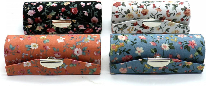 4 Pcs Ladies Floral Lipstick Case Holder with Mirror, Cosmetic Storage Kit Makeup Travel Cases Organizer Bag for Purse