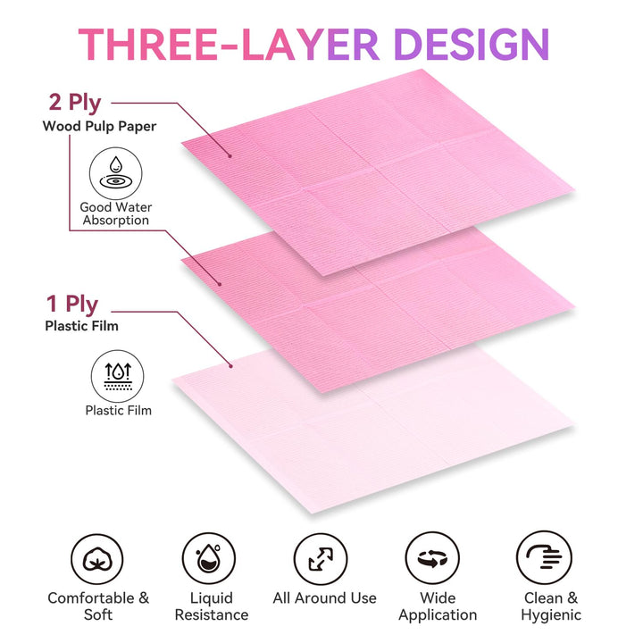 Disposable Nail Mats: 50Pcs Pink Fordable Nail Paper Towels for Table Acrylic Nail Practice Sheet 3 Ply Waterproof Nail Art Table Mats Clean Pads for Salon Manicure Tattoo