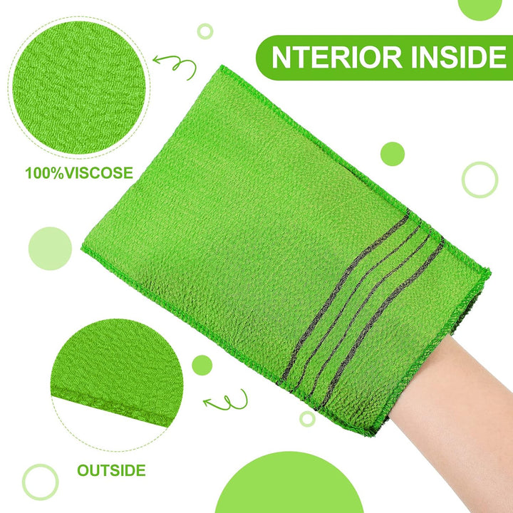 12 Pieces Korean Exfoliating Mitt Glove Italy Towel Body Skin Scrubber Exfoliating Scrubber for Remove Dead Skin Washcloth Korean(Small,Yellow, Green, Blue, Pink)
