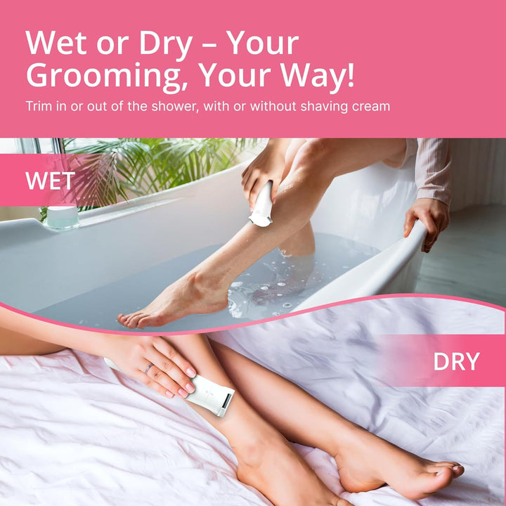 Clio  Electric Bikini Trimmer - Travel-Friendly Hair Shaver for Smooth, Dual Blade for Close Shave, Use Wet or Dry - Battery-Powered + Trimming Guide Included