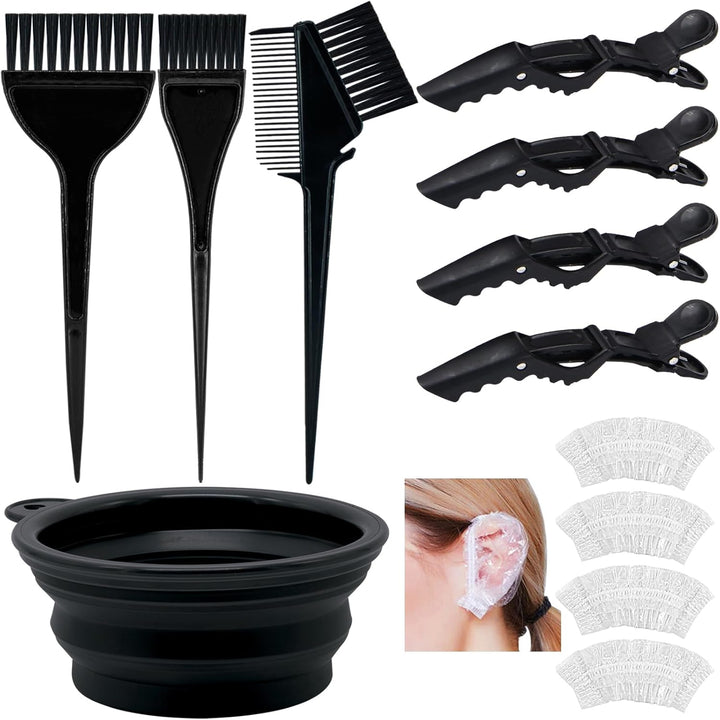 12 Pcs Hair Bleach Kit Professional Hair Coloring Products with Hair Dye Brush, Hair Color Bowl, Earmuffs, Hair Clips for Salon Hair Dye, Hair Color at Home, Hair Highlighting