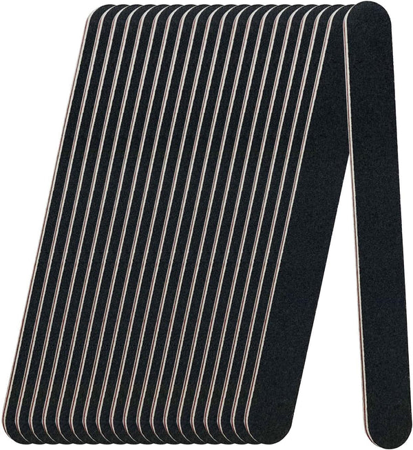 20 Pack 100/180 Grit Nail Files, Black Professional Reusable Emery Boards Nail File, Manicure Tool Suitable for Both Acrylic and Natural Nails