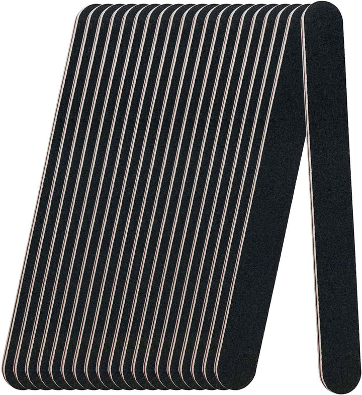 20 Pack 100/180 Grit Nail Files, Black Professional Reusable Emery Boards Nail File, Manicure Tool Suitable for Both Acrylic and Natural Nails