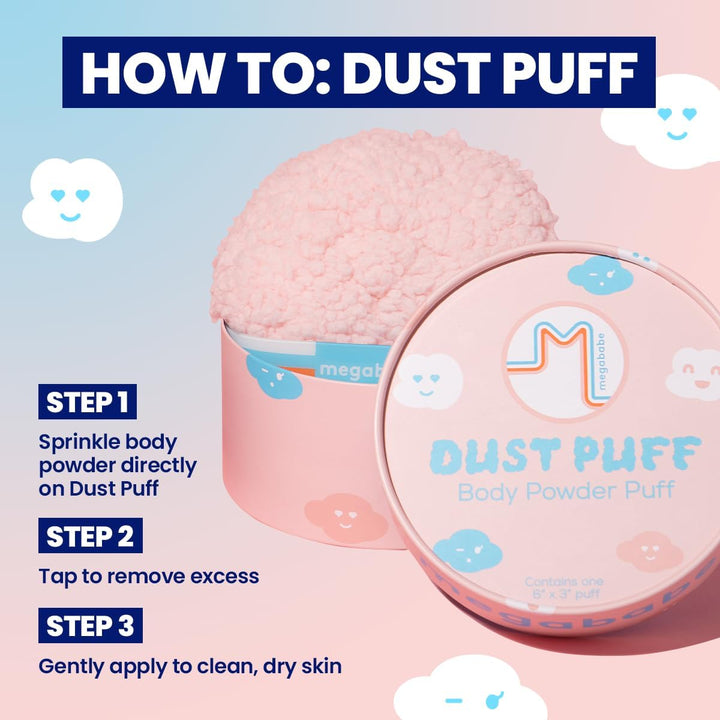 Body Powder Applicator - Dust Puff | Oversize (6” X 3”) Powder Puff | Powder Sold Separately