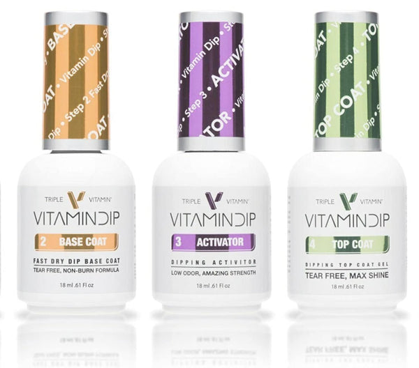 Dip Powder Nail Liquid Set - Gel Base Activator Gel Top Set 3 (Step 2-4) 18Ml - NO LED UV/LAMP Needed, Color French Pink White Nail Dipping Powder DIY Professional Home Salon