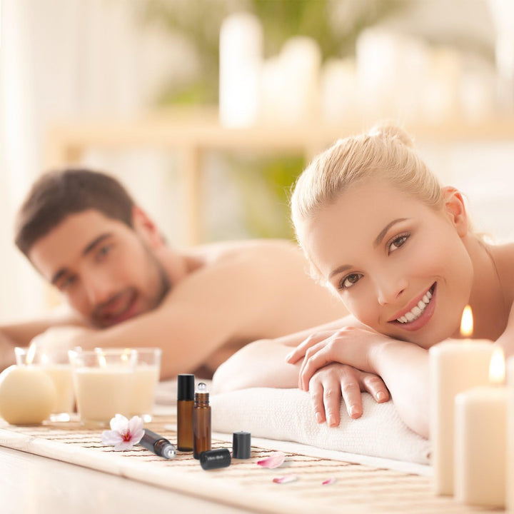 24Pack, 10Ml Roller Bottles for Essential Oils - Amber, Glass with Stainless Steel Roller Balls (3 Extra Roller Balls, 54 Pieces Labels, Opener, Funnel, Dropper, Brush Included)