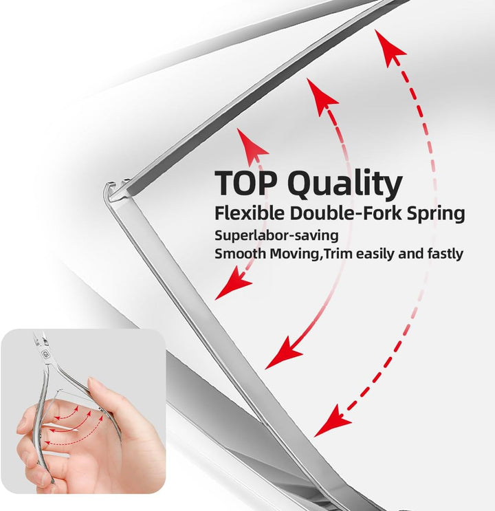 Cuticle Trimmer 3/4 Jaw Extremely Sharp Cuticle Nippers Scissors Stainless Steel Clippers Cutter Remover Pedicure Manicure Nail Tool, Cuticle Pusher, Nail Cuticle Trimmer Professional Cuticle Cutter