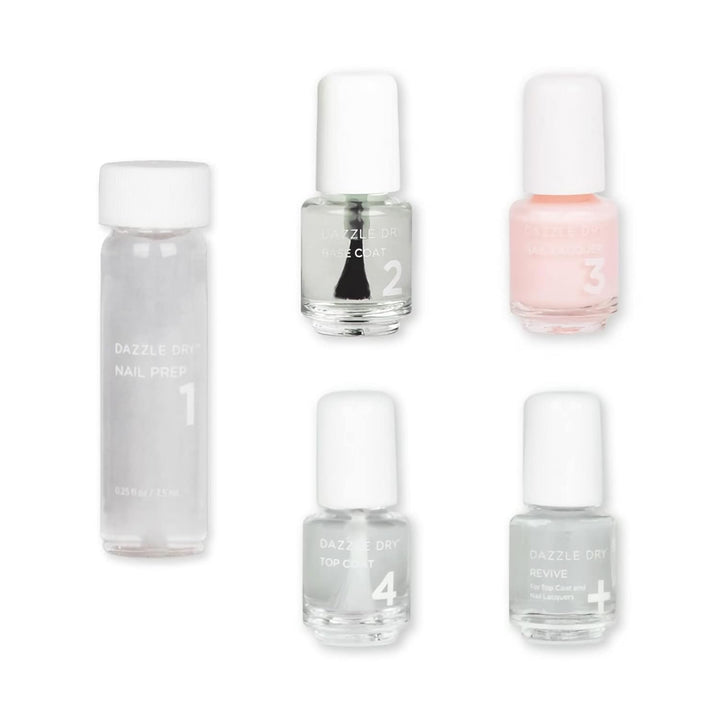 Mini Kit 4 Step System - Prima Ballerina, a Sheer and Milky Delicate Pink That Makes a Beautiful French Base. (5 Piece Kit / 5 Manicures)