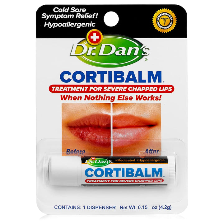 Cortibalm -3 Pack -For Dry Cracked Lips - Healing Lip Balm for Severely Chapped Lips- Designed for Men, Women and Children