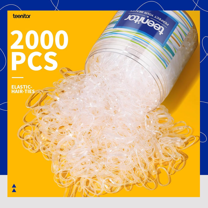 Clear Elastic Hair Bands, 2000Pcs Mini Hair Rubber Bands, Hair Ties, Soft Hair Elastics Ties, 2Mm in Width and 30Mm in Length