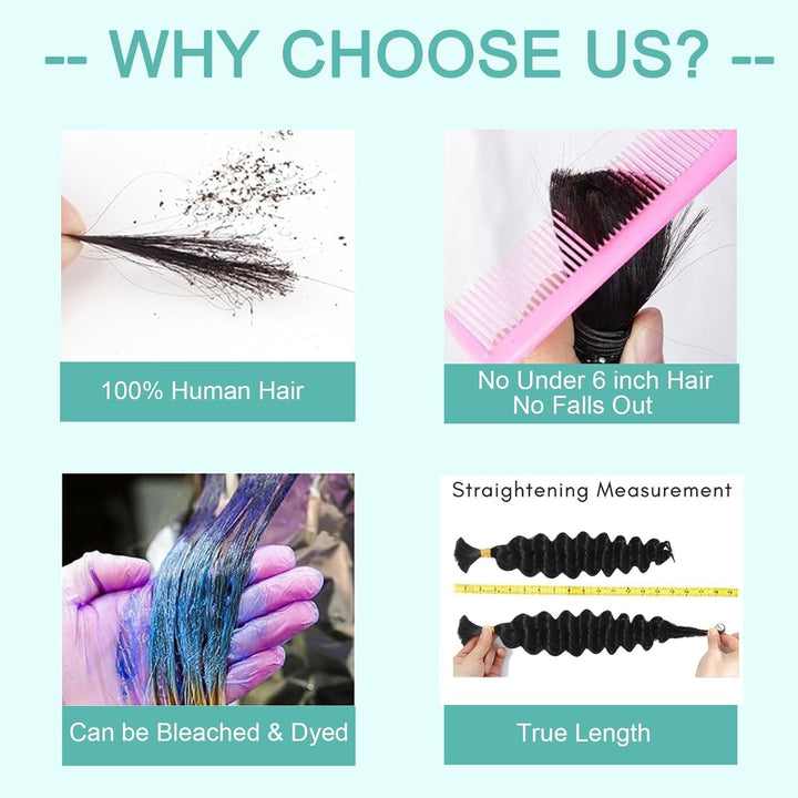 Human Braiding Hair for Boho Braids Human 110G 20 Inch Curly Boho Hair for Braiding Knotless 12A Deep Wave Bulk Bohemian 3 Bundles/Pack Natural Color