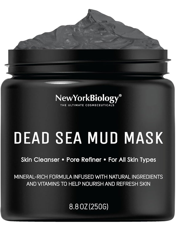New York Biology Dead Sea Mud Mask for Face and Body | Spa Quality Pore Refiner for Oily Skin | Natural Skincare for Women & Men | Tighten Skin for a Healthier Complexion | 8.8 Oz