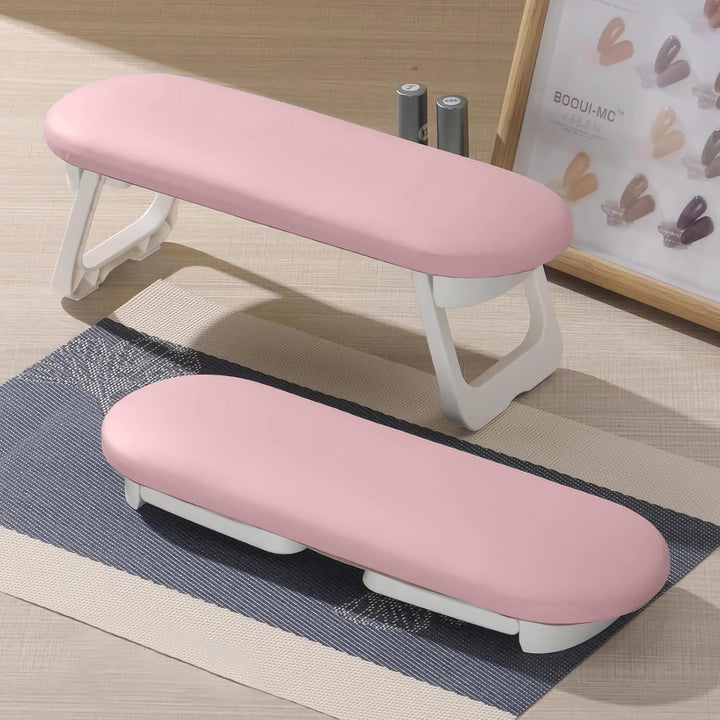 Nail Arm Rest, Foldable PU Leather Nail Hand Rest for Manicure, with Soft Nail Mat for Table, Soft Hand Rest for Acrylic Nails/Nail Hand Pillow for Manicure Salon Use-White