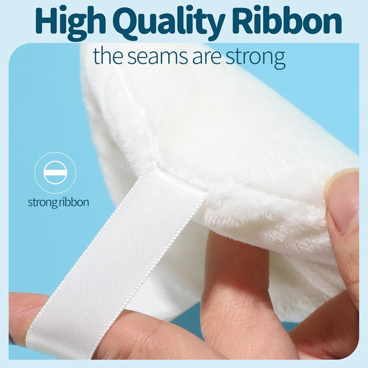 2Pcs Powder Puff, 4.13 Inch Powder Puff for Body Powder, Body Powder Puff Large Powder Puff Loose Powder Puffs Soft Velour Body Powder Puff and Container White