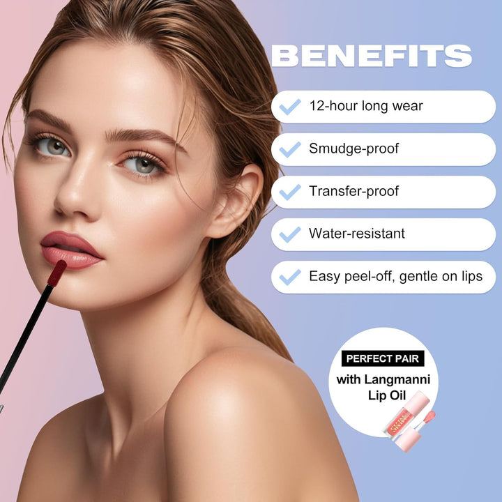 3 Colors Long-Lasting Peel off Lip Liner Set, Waterproof & Smudge-Proof Matte Lip Liners Gift Makeup for Girls (#1+2+3)