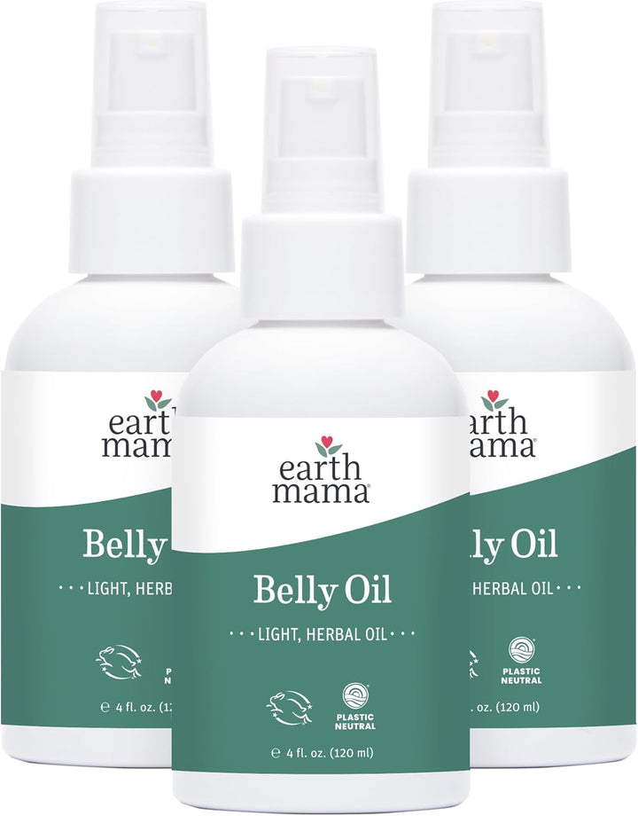 Belly Oil for Dry Skin | Calendula Skin Care Moisturizer Oil to Encourage Natural Elasticity and Help Prevent Stretch Marks during Pregnancy and Postpartum, 4-Fluid Ounce