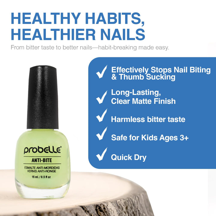 Anti-Bite, Nail Biting Treatment for Kids & Adults to Quit Habit, No Bite Nail Polish Deterrent, Thumb Guard & Prevents Finger Sucking, Bitter Taste Nail Care, for Ages 3+, 0.5 Fl Oz (15 Ml)